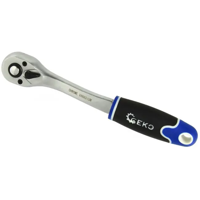GEKO Offset ratelsleutel - 72-tands mechanisme - ergonomische grip - matte chroom afwerking