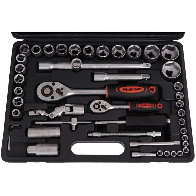 GEKO Duurzame dopsleutelset - 94-delig - Chroom vanadium - Antislip satin finish