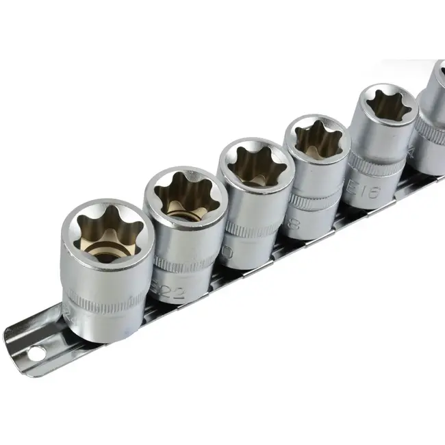 GEKO Torx dopsleutelset - CrV staal - 10-delig - E10-E24 - 1/2" aansluiting