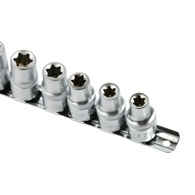 GEKO Torx dopsleutelset - CrV staal - 10-delig - E10-E24 - 1/2" aansluiting