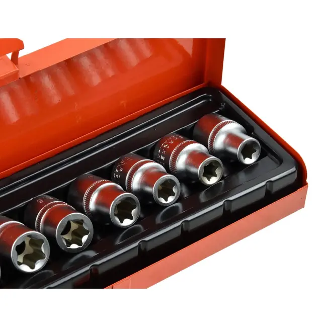 GEKO Torx Dopsleutelset - CrV Staal - 9-delig - Metalen Koffer