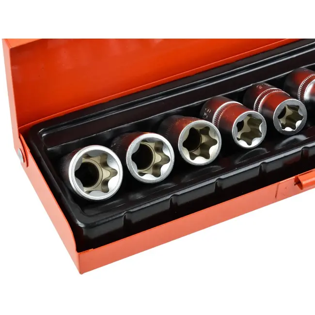 GEKO Torx Dopsleutelset - CrV Staal - 9-delig - Metalen Koffer