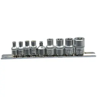 GEKO Torx Dopsleutelset - CrV Staal - 9-delig - Inclusief Rail Organizer