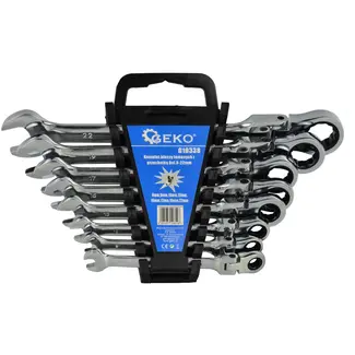 GEKO Flexibele ratelsleutelset - 72-tands - 8-delig - 8-22 mm - Chroom vanadium