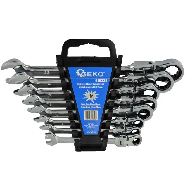 GEKO Flexibele ratelsleutelset - 72-tands - 8-delig - 8-22 mm - Chroom vanadium
