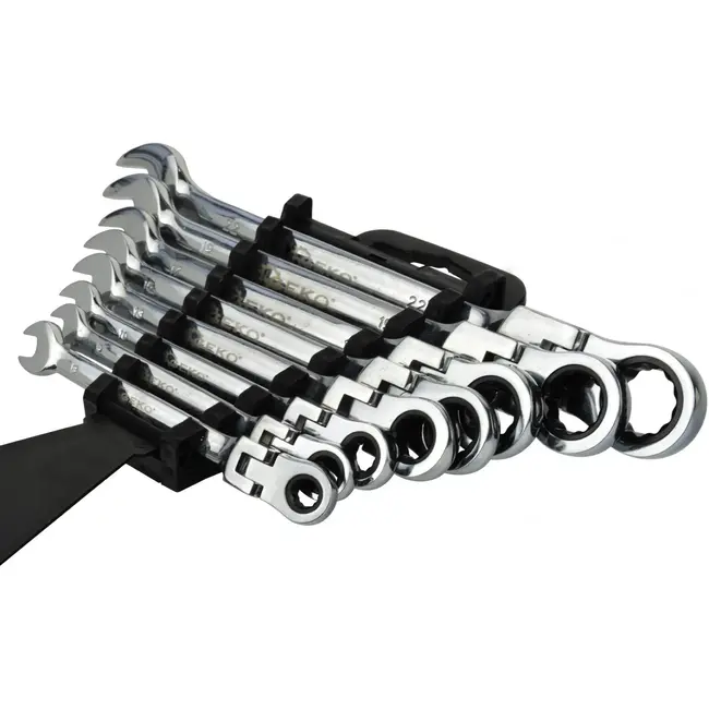 GEKO Flexibele ratelsleutelset - 72-tands - 8-delig - 8-22 mm - Chroom vanadium