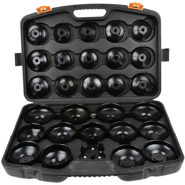 GEKO 30-delige set oliefiltersleutels - veelzijdig - compact - inclusief adapter - in stevige koffer