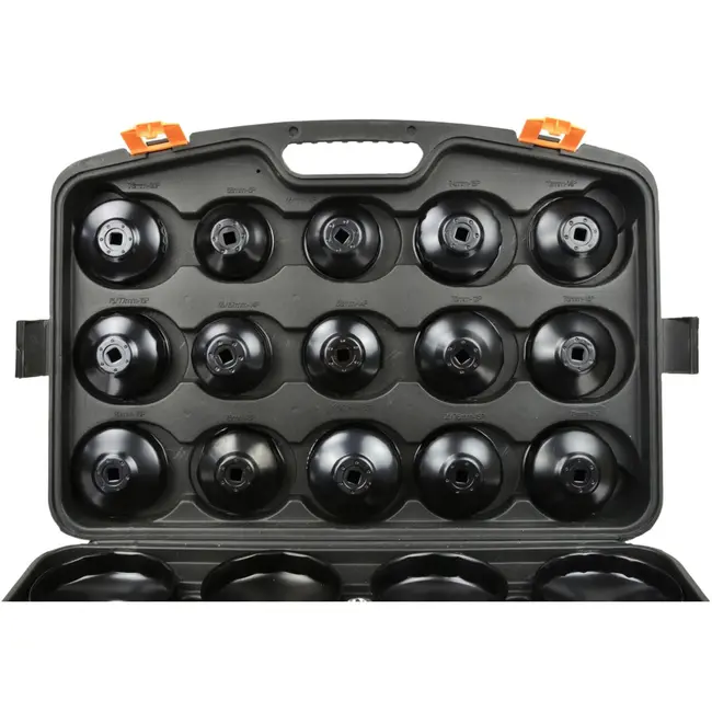 GEKO 30-delige set oliefiltersleutels - veelzijdig - compact - inclusief adapter - in stevige koffer