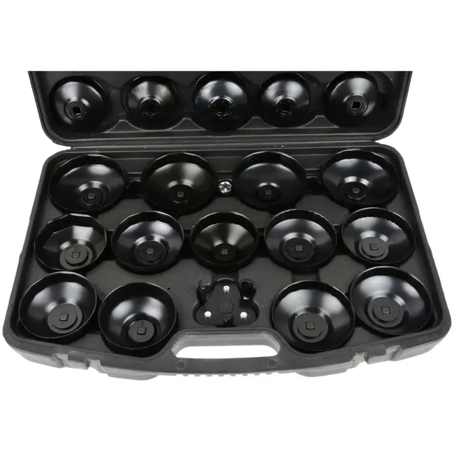 GEKO 30-delige set oliefiltersleutels - veelzijdig - compact - inclusief adapter - in stevige koffer