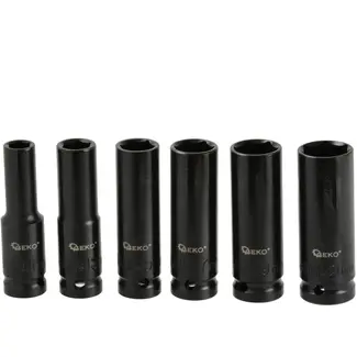 GEKO Diepe dopsleutelset - 6-delig - Chroom-vanadium staal - 10-21 mm