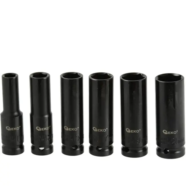 GEKO Diepe dopsleutelset - 6-delig - Chroom-vanadium staal - 10-21 mm