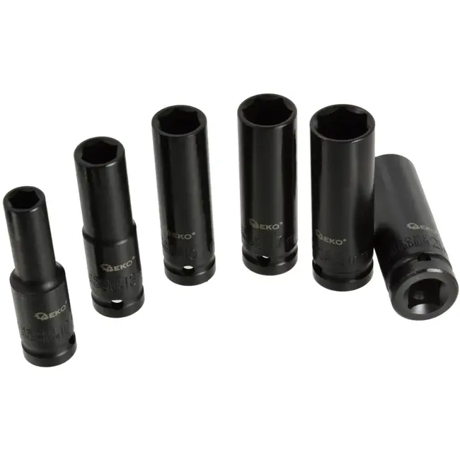 GEKO Diepe dopsleutelset - 6-delig - Chroom-vanadium staal - 10-21 mm