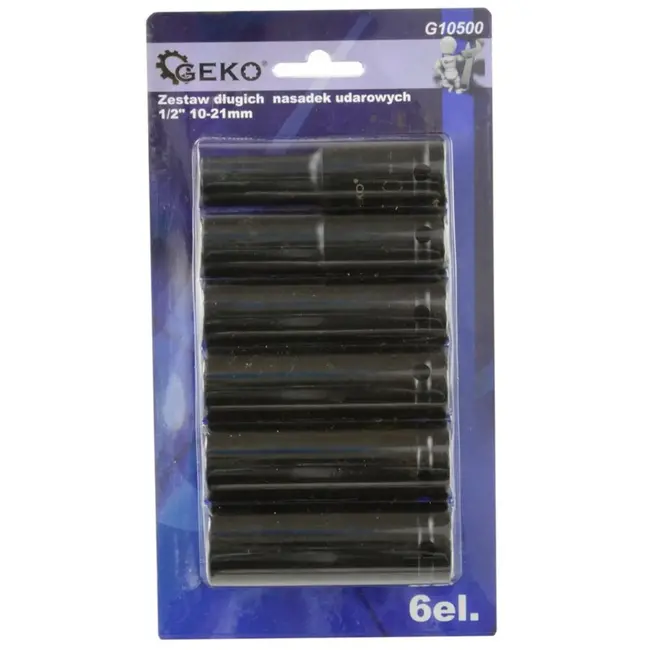 GEKO Diepe dopsleutelset - 6-delig - Chroom-vanadium staal - 10-21 mm