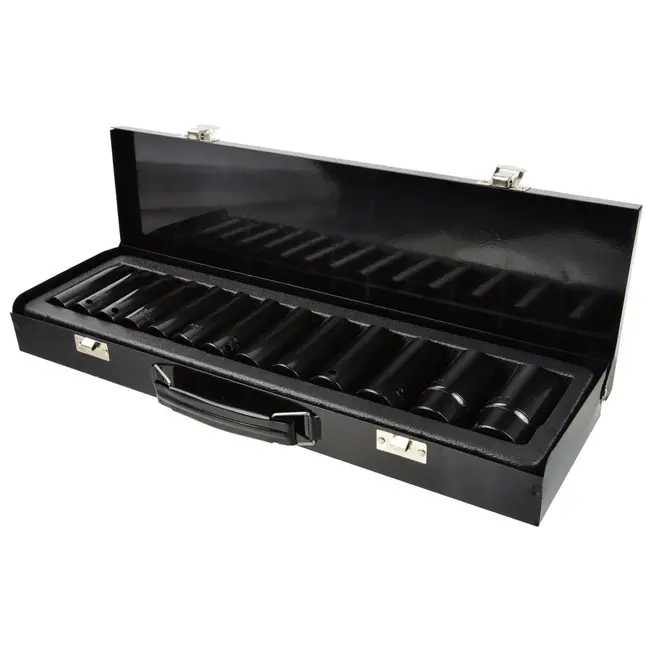 GEKO Dopsleutelset - 1/2" - Diep - Cr-Mo Staal - 10-30 mm - 78 mm Lengte