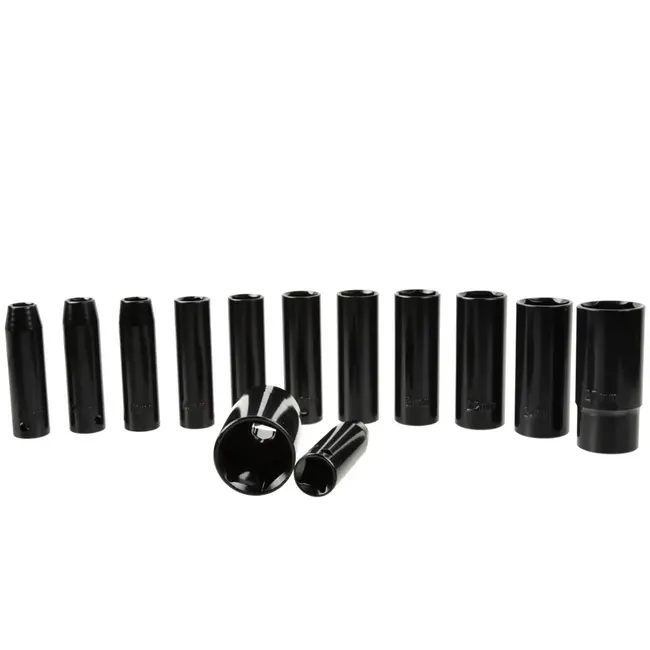 GEKO Dopsleutelset - 1/2" - Diep - Cr-Mo Staal - 10-30 mm - 78 mm Lengte