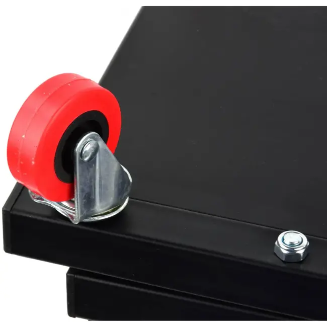 GEKO Rollende garagekruk - 360° wielen - Stalen frame - Volledig gevoerde zitting - Gereedschapsvak