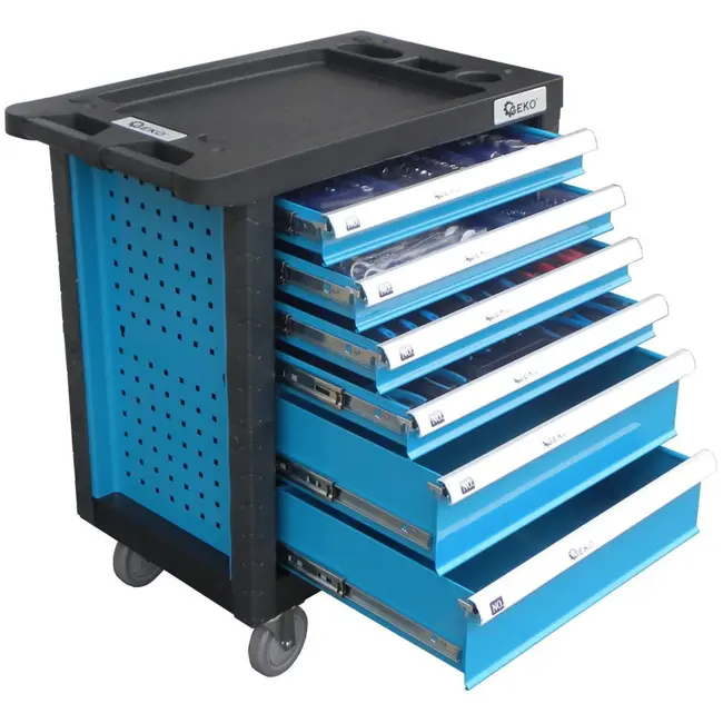 GEKO Gereedschapswagen - 6 Lades - Met Wielen - 90cm Hoog - Rood