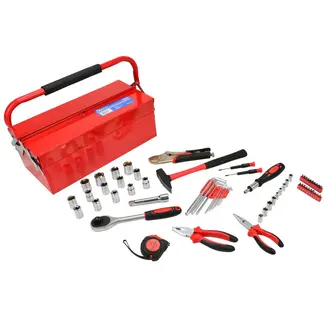 GEKO Cantilever gereedschapskist - 64-delige set - Stalen constructie - Drie compartimenten - Draagbaar ontwerp