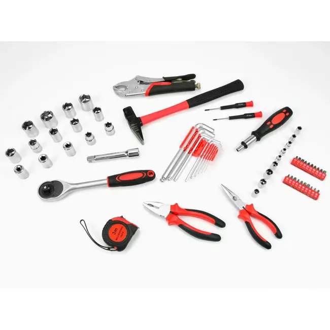 GEKO Cantilever gereedschapskist - 64-delige set - Stalen constructie - Drie compartimenten - Draagbaar ontwerp