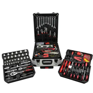 GEKO 187-delige gereedschapsset - aluminium koffer - duurzaam chroom-vanadium staal