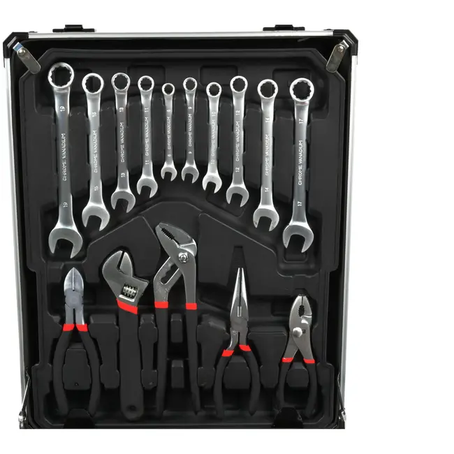 GEKO 187-delige gereedschapsset - aluminium koffer - duurzaam chroom-vanadium staal