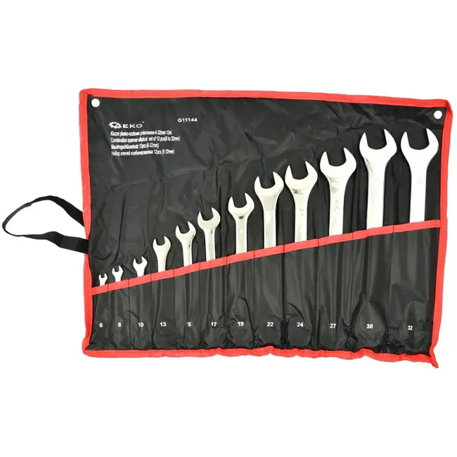 GEKO Polijste steeksleutelset - 12-delig - 6-32 mm - Chroom vanadium - Inclusief opbergetui