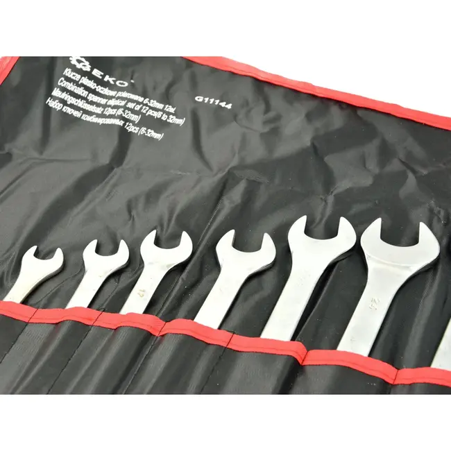 GEKO Polijste steeksleutelset - 12-delig - 6-32 mm - Chroom vanadium - Inclusief opbergetui