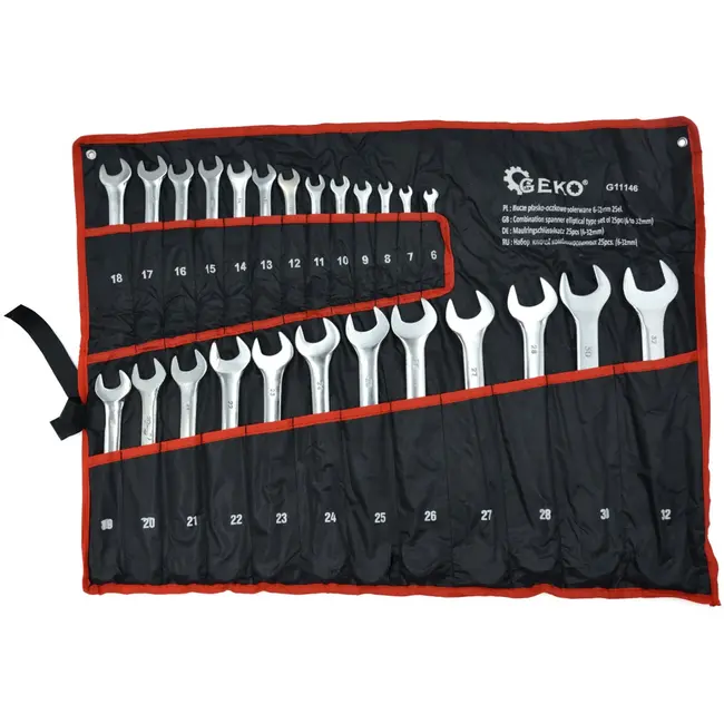 GEKO Combinatiesleutelset - Gepolijst - 6-32 mm - 25-delig - Inclusief opbergtas