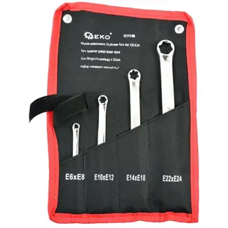 GEKO Torx ringsleutelset - gepolijst - chroom vanadium - 4-delig - E6-E24