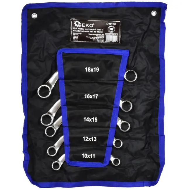 GEKO Halve maan ringsleutelset - 10-19mm - 5-delig - Chroom vanadium - Inclusief opbergetui