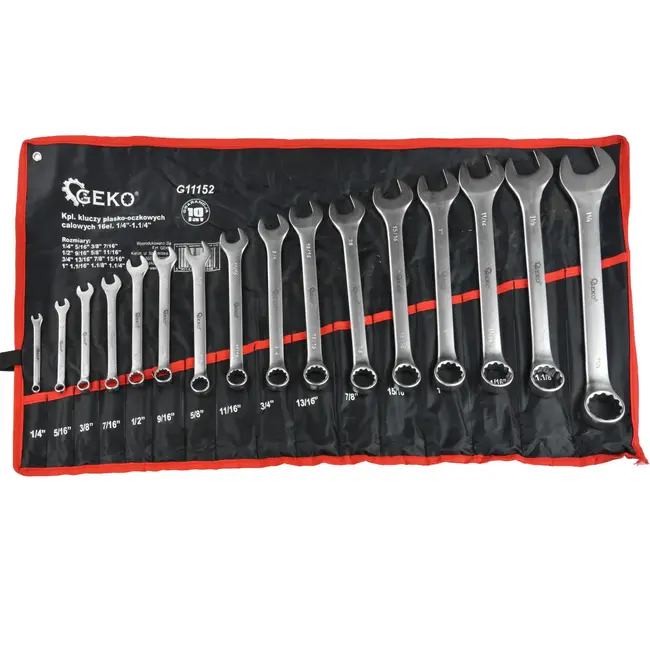 GEKO Combinatie Steeksleutelset - 16-delig - Chroom Vanadium - Inclusief Opbergtas