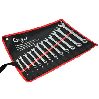 GEKO Satin Finish Steeksleutelset - 12-delig - 6-22 mm - Antislip & Roestbestendig