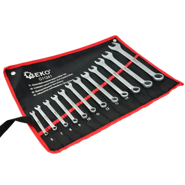 GEKO Satin Finish Steeksleutelset - 12-delig - 6-22 mm - Antislip & Roestbestendig