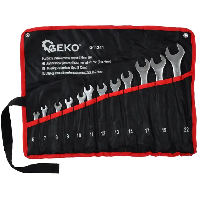 GEKO Satin Finish Steeksleutelset - 12-delig - 6-22 mm - Antislip & Roestbestendig