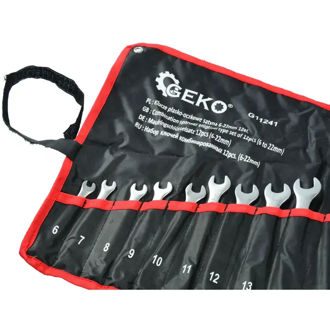 GEKO Satin Finish Steeksleutelset - 12-delig - 6-22 mm - Antislip & Roestbestendig