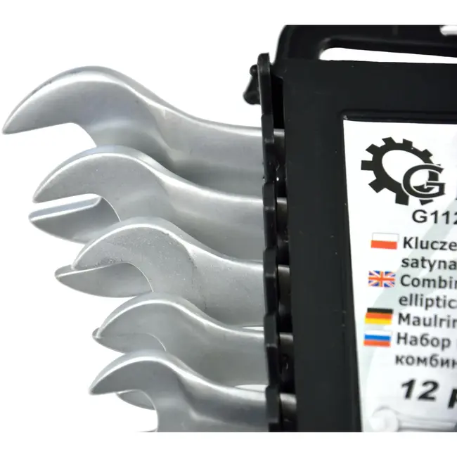 GEKO Satin afwerking steeksleutelset - 12-delig - 6-22 mm - met opbergrek