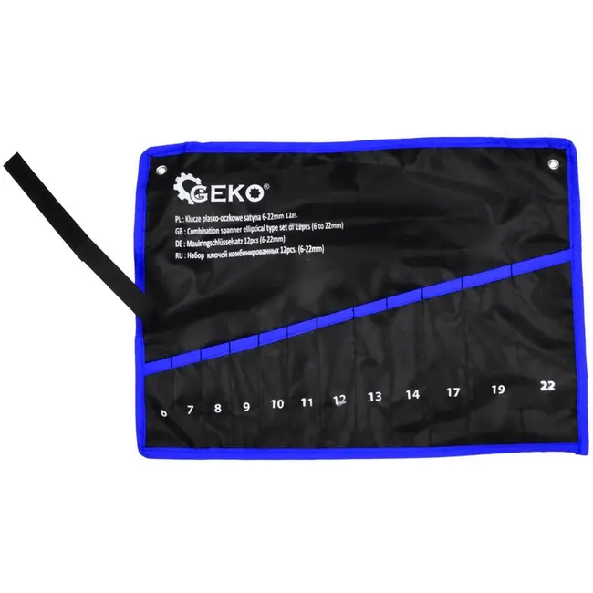 GEKO Nylon gereedschapsrol - 12 vakken - klittenbandsluiting - duurzaam canvas