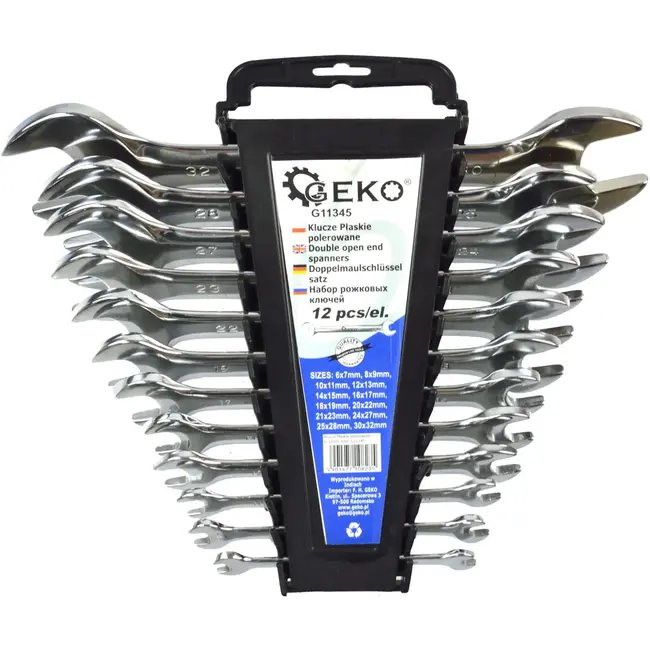 GEKO Open end steeksleutelset - 12-delig - 6-32 mm - met opbergrek