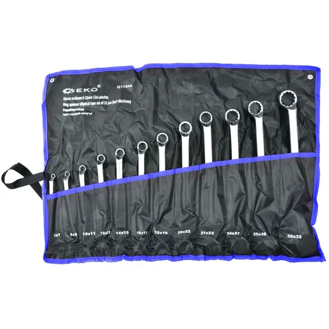 GEKO Ringsteeksleutelset - 12-delig - Dubbelzijdig - Chroom Vanadium - 6-32 mm - Inclusief opbergetui