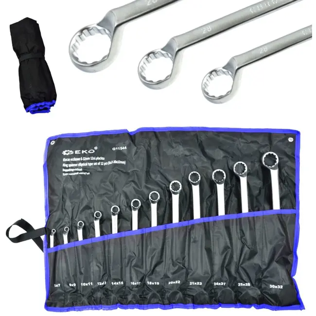 GEKO Ringsteeksleutelset - 12-delig - Dubbelzijdig - Chroom Vanadium - 6-32 mm - Inclusief opbergetui