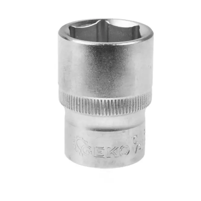 GEKO Dopsleutel - 15 mm - 6-punts - Chroom Vanadium - 1/2 inch aansluiting