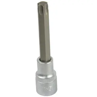 GEKO Torx bitdop T55 1/2 inch 100 mm - chroom-vanadiumstaal - zilvergrijs - voor los- en vastdraaien van torx schroeven, auto