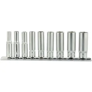 GEKO Diepe dopsleutelset - 6-punts - 5-13 mm - 9-delig - CrV staal