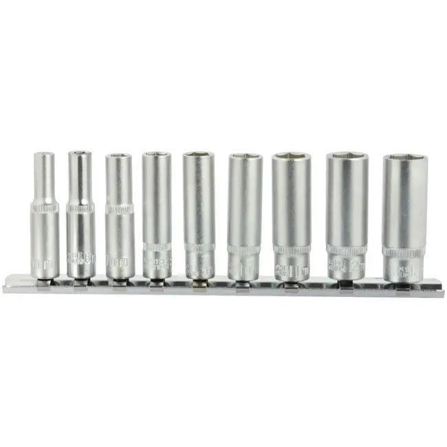 GEKO Diepe dopsleutelset - 6-punts - 5-13 mm - 9-delig - CrV staal
