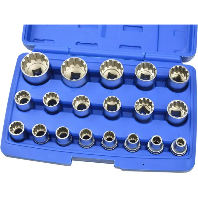 GEKO Dopsleutelset - 19-delig - 8-32 mm - Duurzaam Chroom Vanadium - Geschikt voor 6 en 12 punt inserts