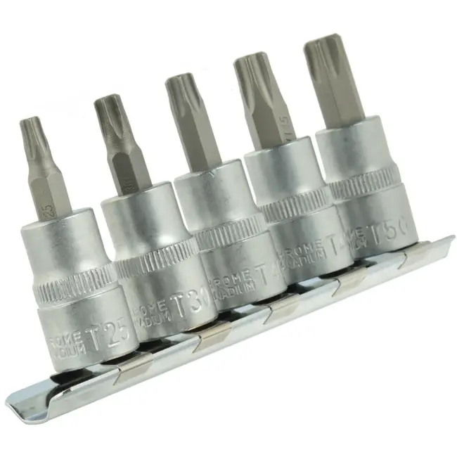 GEKO 5-delige Torx Dopsleutelset - CrV Staal - 3/8" Aandrijving - T25-T50