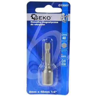 GEKO Magnetische schroefbit - 8 mm hex - 48 mm - legeringsstaal