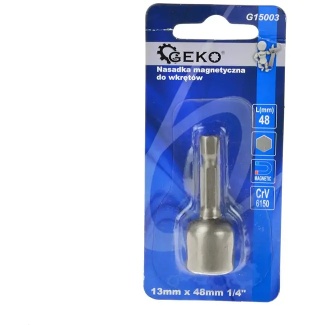 GEKO Magnetische schroefbit - 13 mm hex - 48 mm - legerstaal