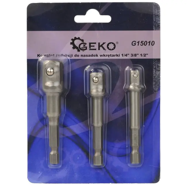 GEKO Socket adapter set - veelzijdige maten - chroom-vanadium staal - 3 stuks
