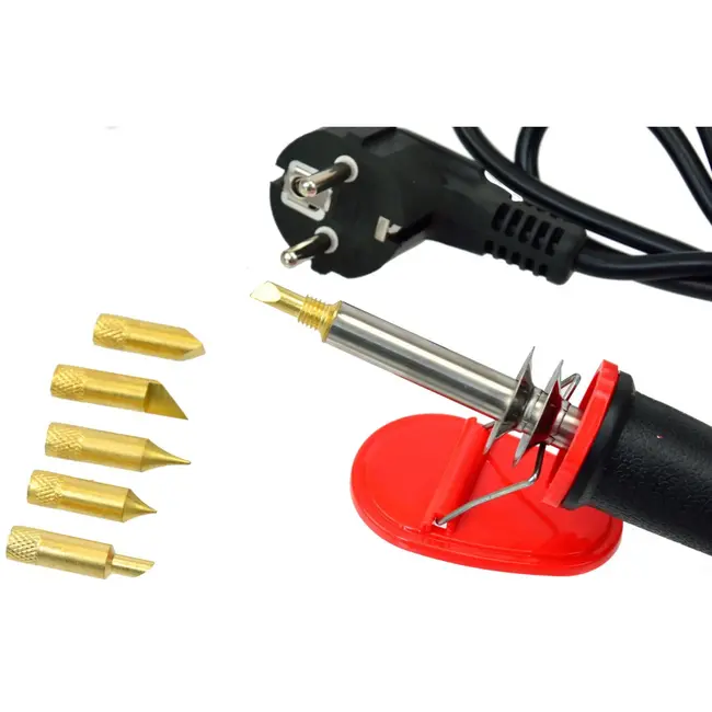 GEKO Soldeerbout - Houtbranden & Graveren - 5 Verwisselbare Tips - 30W - 275°C